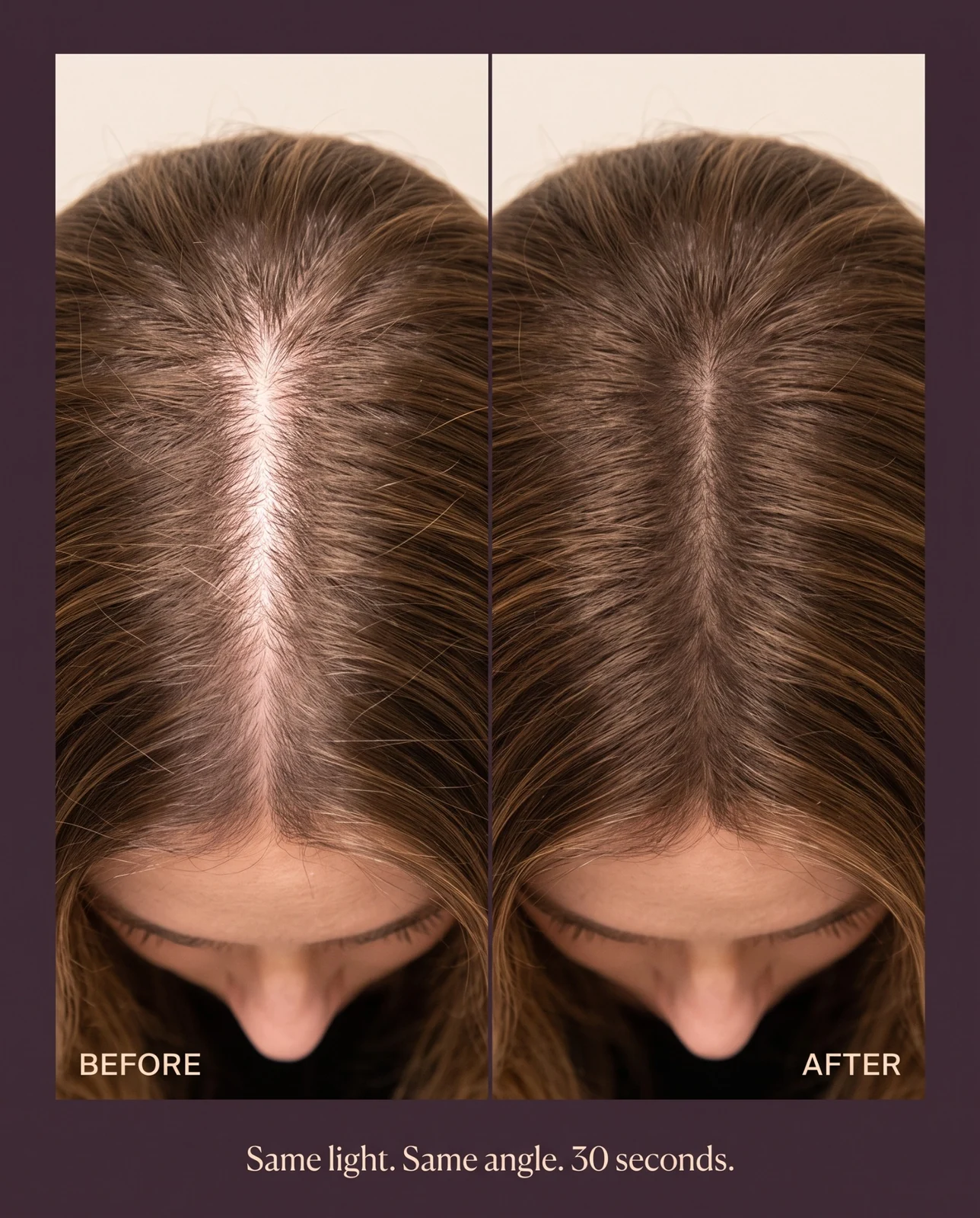Before and after — same light, same angle, about 30 seconds